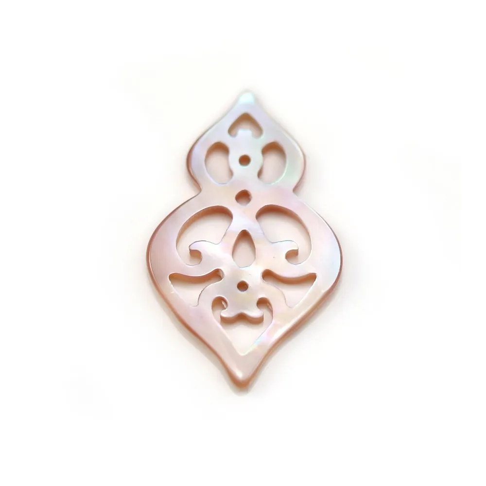 Nacre blanche gourde ajourée 16x26mm x 1pc