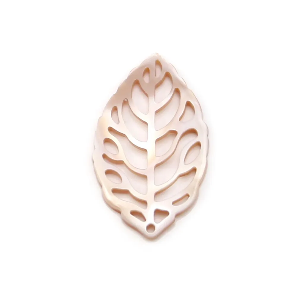Nacre grise feuille ajourée 15x25mm x 1pc