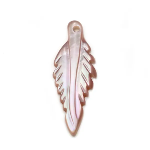 Nacre de couleur rose, en forme de feuille, 8 * 20mm x 1pc