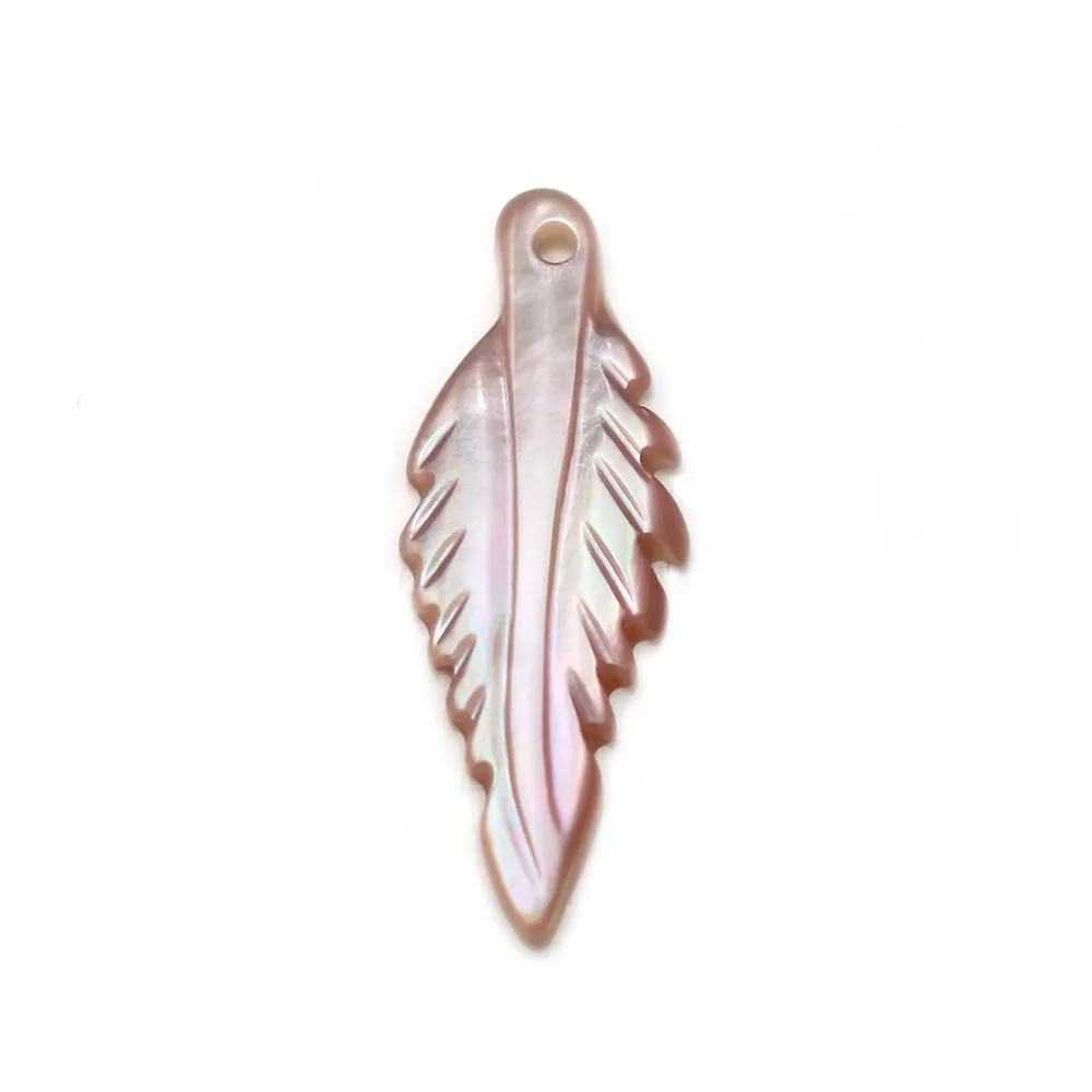 Nacre de couleur rose, en forme de feuille, 8 * 20mm x 1pc
