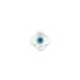 White mother-of-pearl with a blue eye, in a flower-shape 8mm x 2pcs