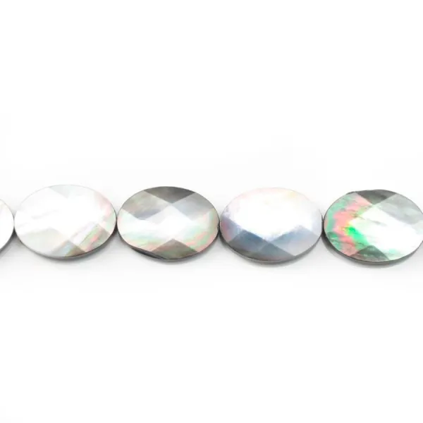 Nacre Grise en Forme d'Ovale Facette 6x10mm x 40cm 