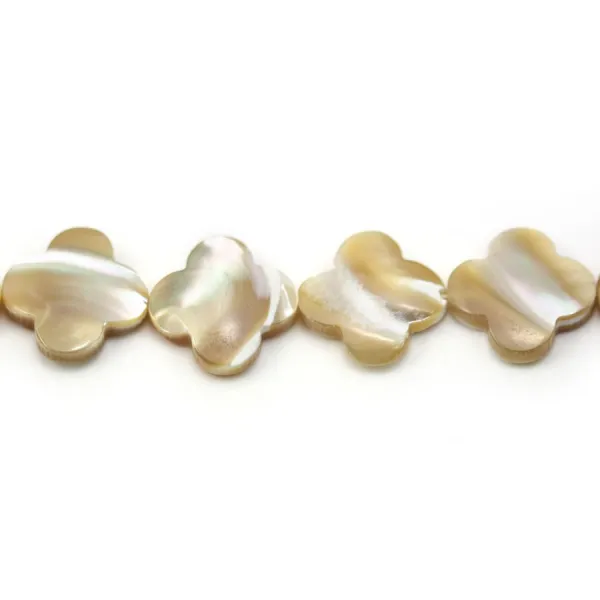 Nacre jaune en forme de trèfle 18mm x 2pcs