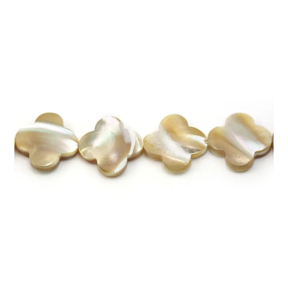 Nacre jaune en forme de trèfle 18mm x 2pcs