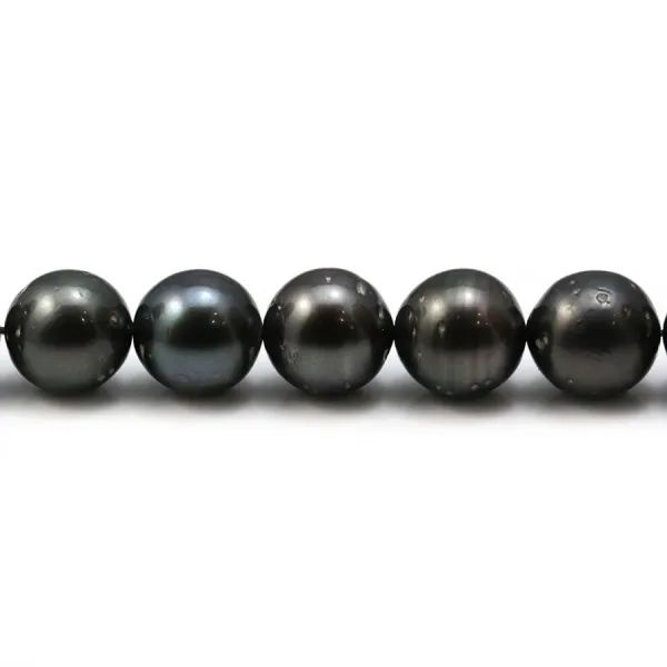 Pearls of Tahiti grey clear round 8.5-9.4mm x 40cm