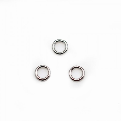 Anneaux  Rond Soudé 4 x 0,6mm argent 925 rhodié x10 st