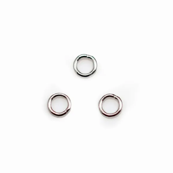 Anneaux  Rond Soudé 4 x 0,6mm argent 925 rhodié x10 pcs