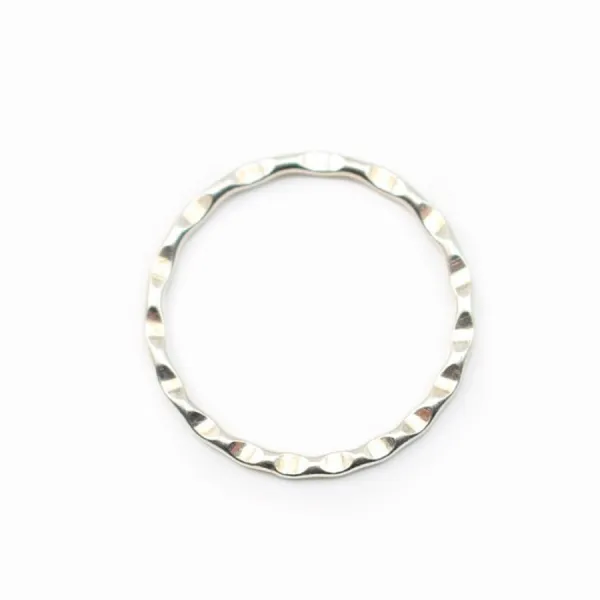 Argent 925, Anneaux de jonction ronds, martelés, 20x1.5 mm, x 1pcs