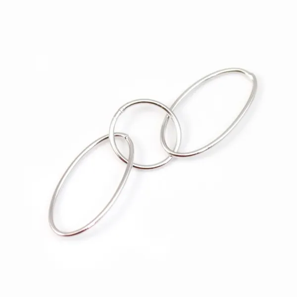 Triple anneau Ovales&Rond Rhodié argent 925x1 pc