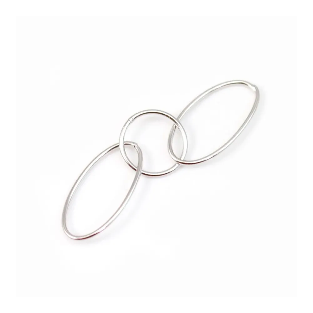Triple anneau Ovales&Rond Rhodié argent 925x1 pc