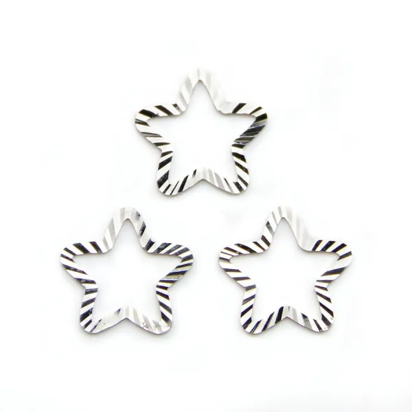 Anneaux de jonction étoile, martelés, argent 925, 11.5mm, x 2pcs