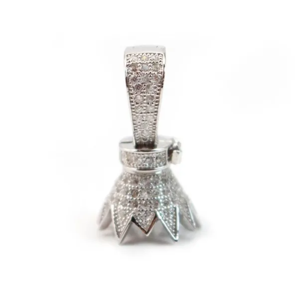 Attache pompon strass, argent 925 rhodié, 23mm x 1pc
