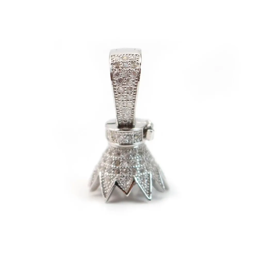 Attache pompon strass, argent 925 rhodié, 23mm x 1pc