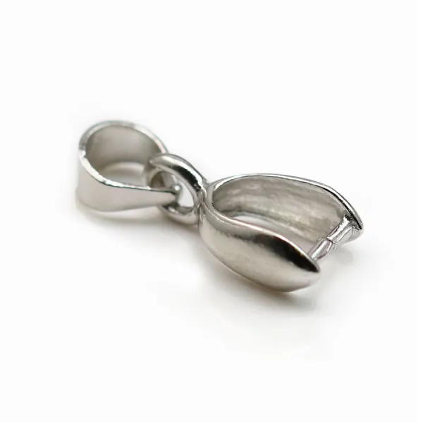 pendant bail, silver 925 rhodium, 6x8mm x 2pcs