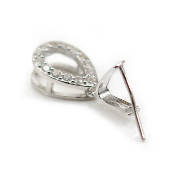 Argent 925 Rhodié Bélière  avec 1 strasses18mm x 1 pcs 