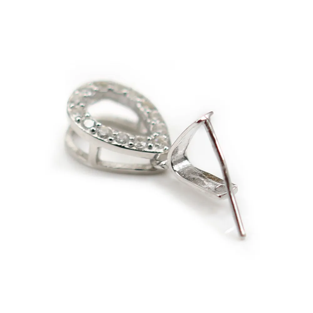 Silver 925 Rhodium Bail  with  strasses 18mm x 1 pcs 