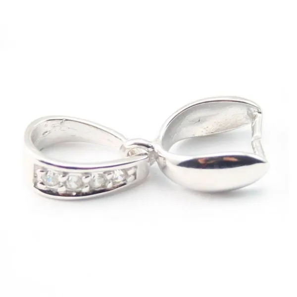 Argent 925 Rhodié Bélière  avec 1 strasses18mm x 1 pcs 