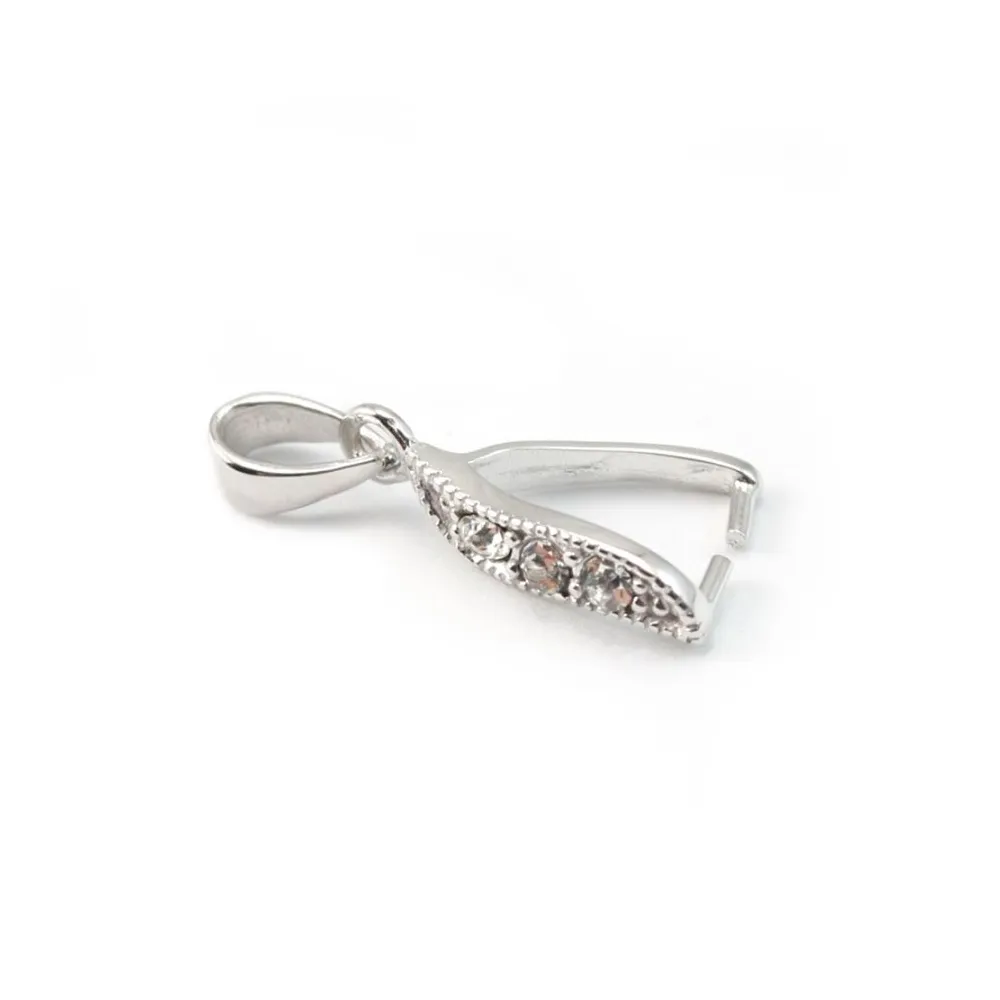 Argent 925 Rhodié Bélière  avec  strasses 20mm x 1 st 