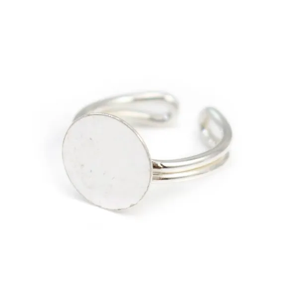 Sterling Silver 925  Simple Ring round Adjustable12 mm x 1pc