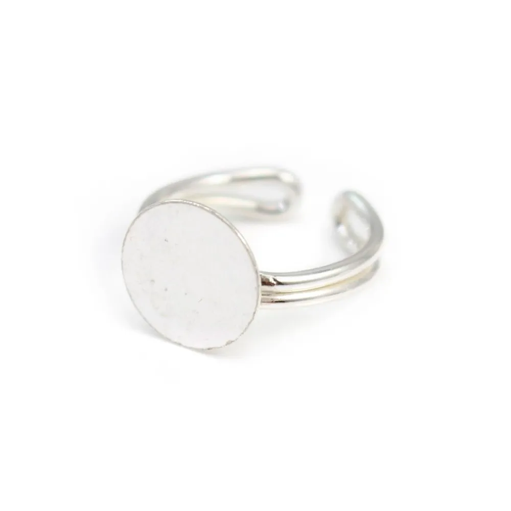 Sterling Silver 925  Simple Ring round Adjustable12 mm x 1pc