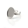 Bague réglable en argent 925, avec un support ovale 13x18mm x 1pc