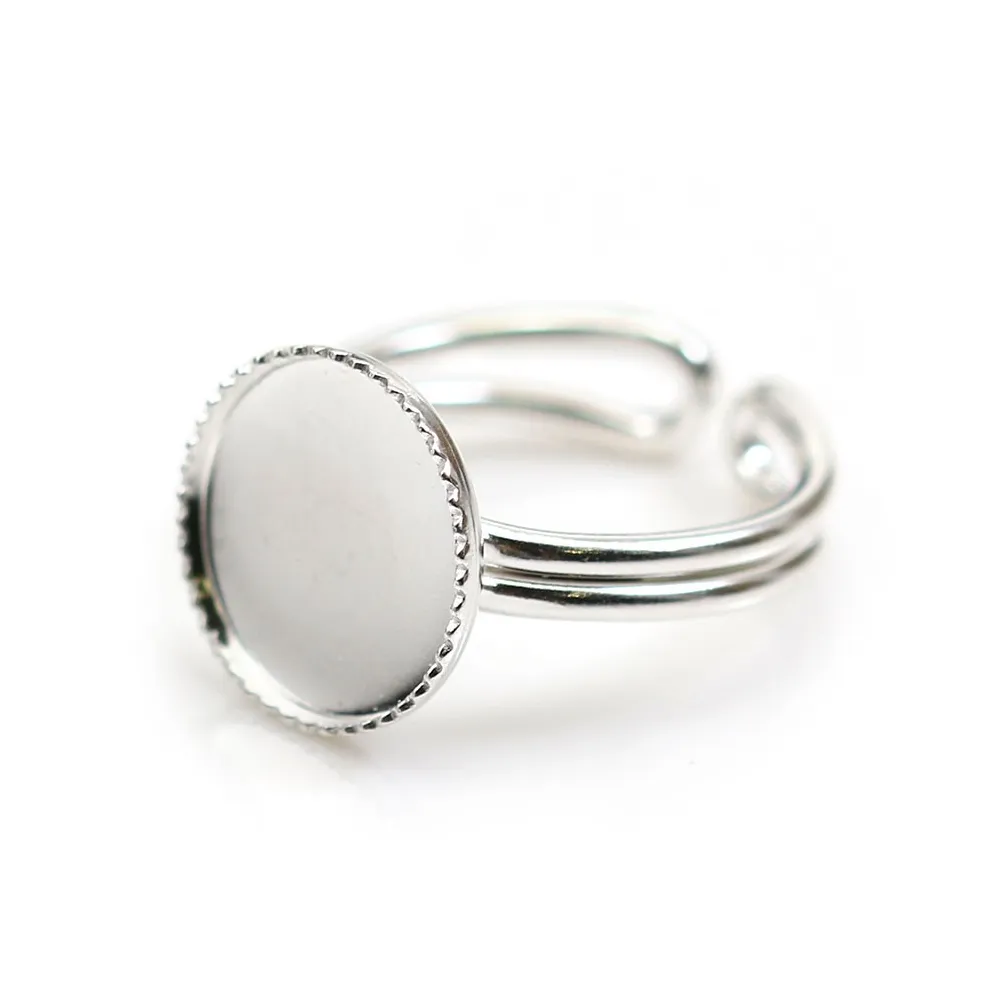 925 silver adjustable ring 10mm round base x 1pc