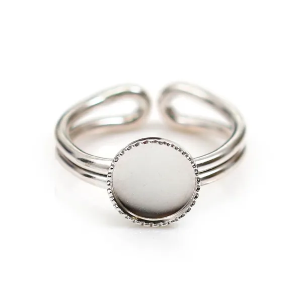 Bague   réglable support rond 8mm en argent 925 x 1pc
