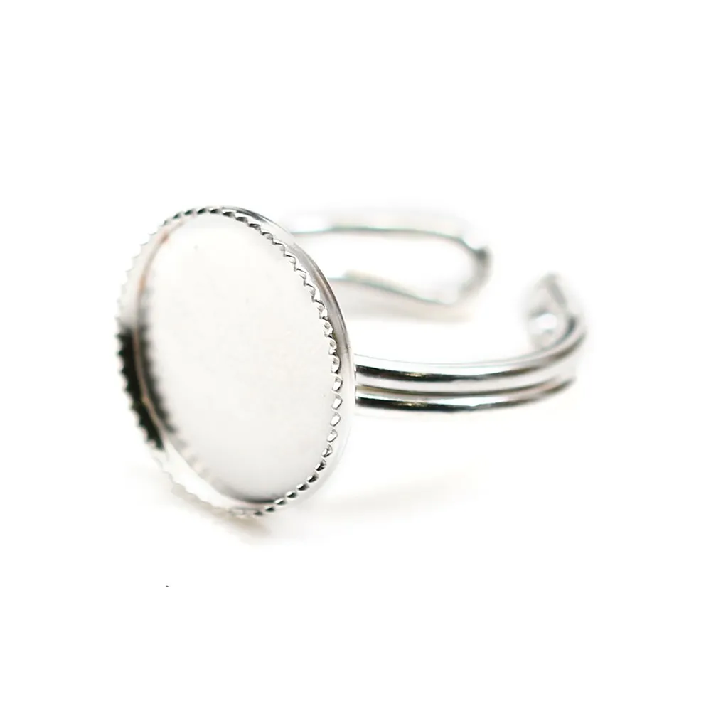 925 silver adjustable ring 10mm round base x 1pc