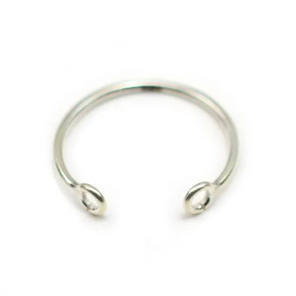 Bague réglable en argent 925, en forme de jonc avec 2 anneaux  x 1pc