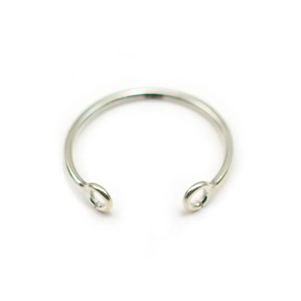 Bague réglable en argent 925, en forme de jonc avec 2 anneaux  x 1pc
