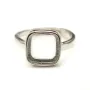 Bague réglable support cabochon carré 10mm en argent 925 x 1pc