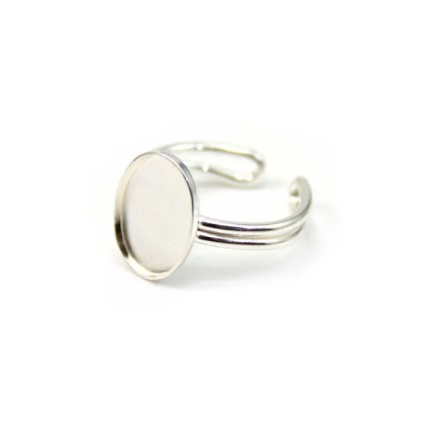Bague réglable support 14mm  argent 925 x 1pc