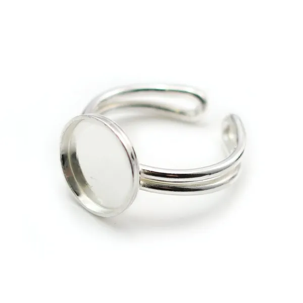 Bague   réglable support rond 10mm en argent 925 x 1pc