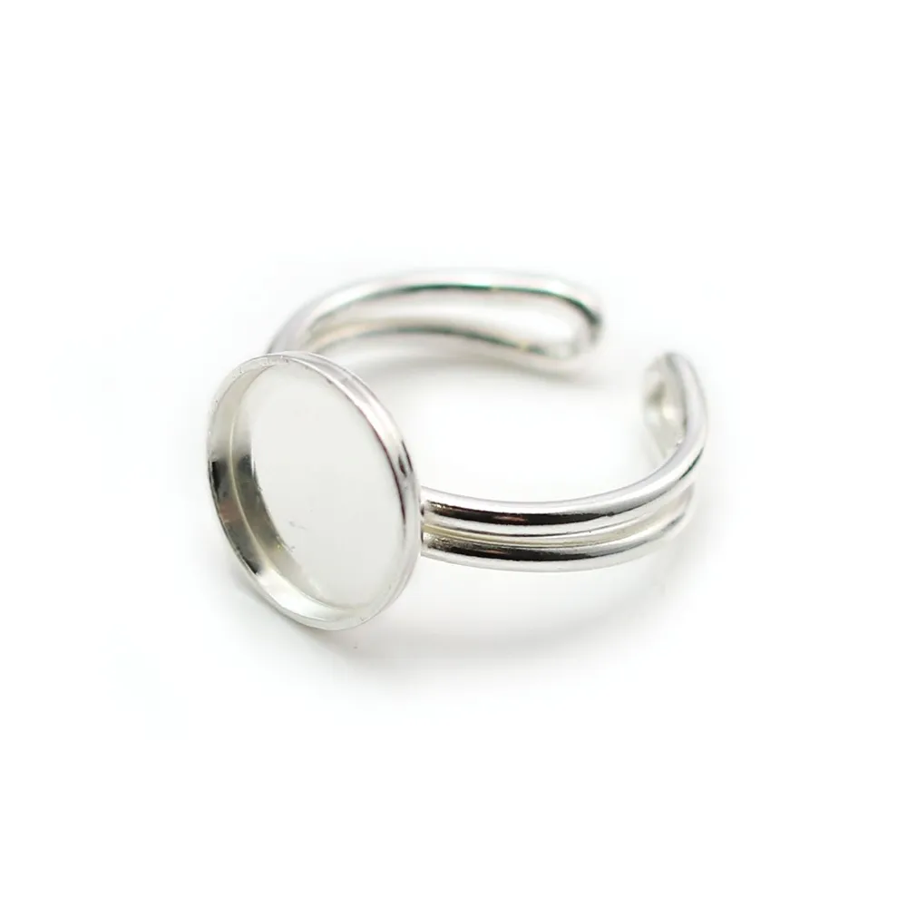 Bague   réglable support rond 10mm en argent 925 x 1pc