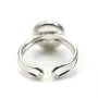 Bague réglable en argent 925, avec un support rond de 10mm x 1pc