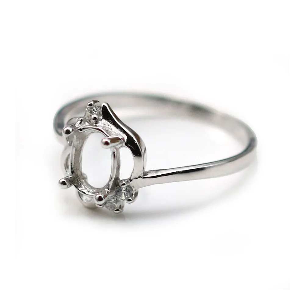 Bague Argent Massif Avec Cabochon Et Zircons - Taille 52 - Occasion (déjà Portée)