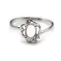 Argent 925 Support Bague pour les cabochons 4x6mm & Zircon x 1pc