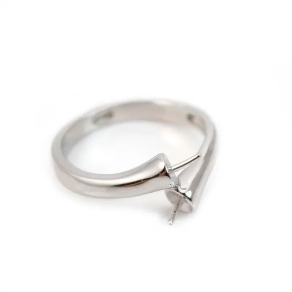 Argent 925 support bague pour double perles semi-percées x 1pc