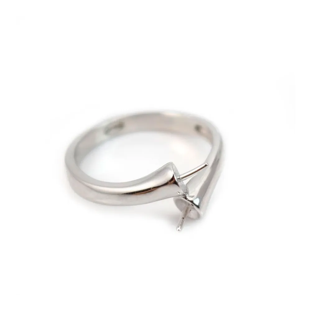 Argent 925 support bague pour double perles semi-percées x 1pc