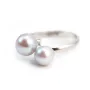 Argent 925 support bague réglable pour double perles semi-percées x 1pc 