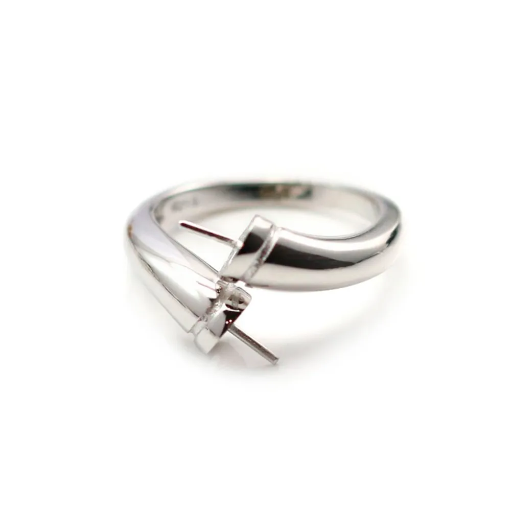 Bague réglable flexible double pour semi percées en argent 925 x 1pc