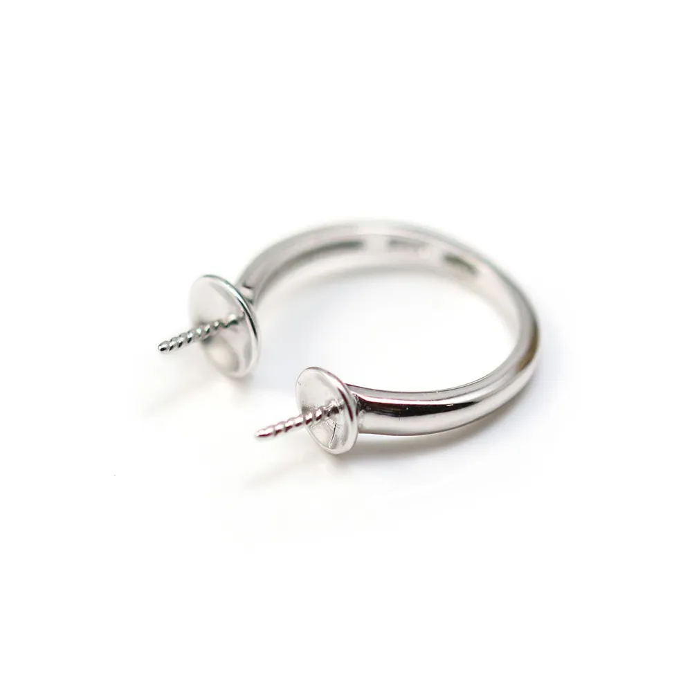 Bague réglabe double perles semi-percé x 1pc