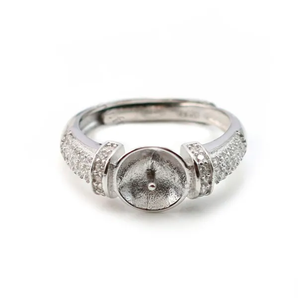 Argent 925 Support Bague réglable pour perles semi-percés & Zircon x 1pc