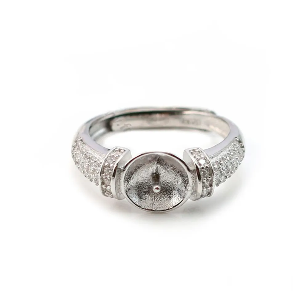 Argent 925 Support Bague réglable pour perles semi-percés & Zircon x 1pc