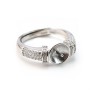 Sterling Silver 925 adjustable ring mount pearl with zircon x 1pc