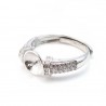 Sterling Silver 925 adjustable ring mount pearl with zircon x 1pc