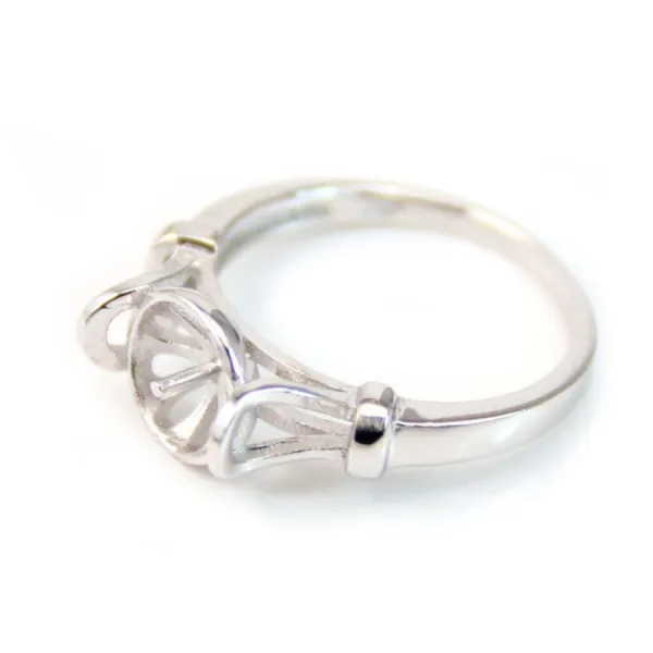 Argent 925 support bague pour perles semi-percés taille 7-10mm x 1pc