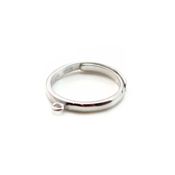 Monture de bague réglable en argent 925 rhodié avec 1 anneau x 1pc