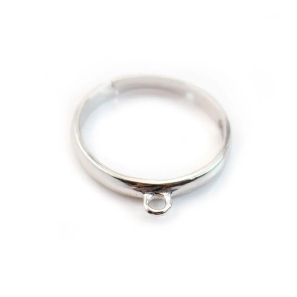 Argent 925 Bague réglable 1 Rond x 1pc