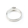 Adjustable ring with flat base and rod, in 925 silver, for half-drilled pearls x 1pc